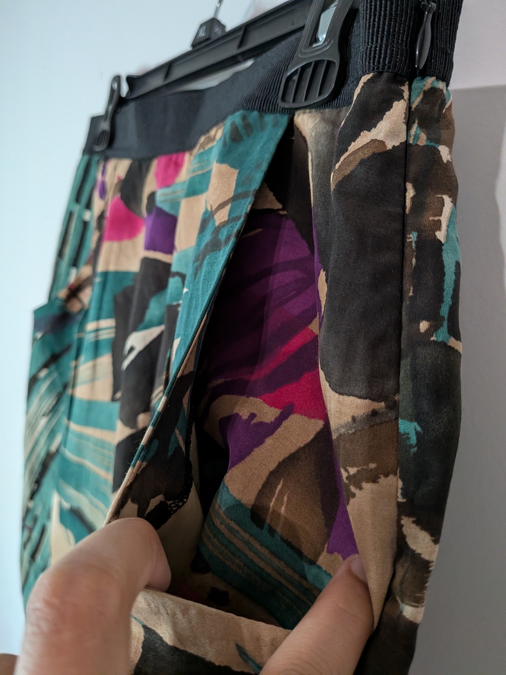 Ann Taylor Teal, Purple and Black Abstract Midi Skirt - Picture 2 of 6